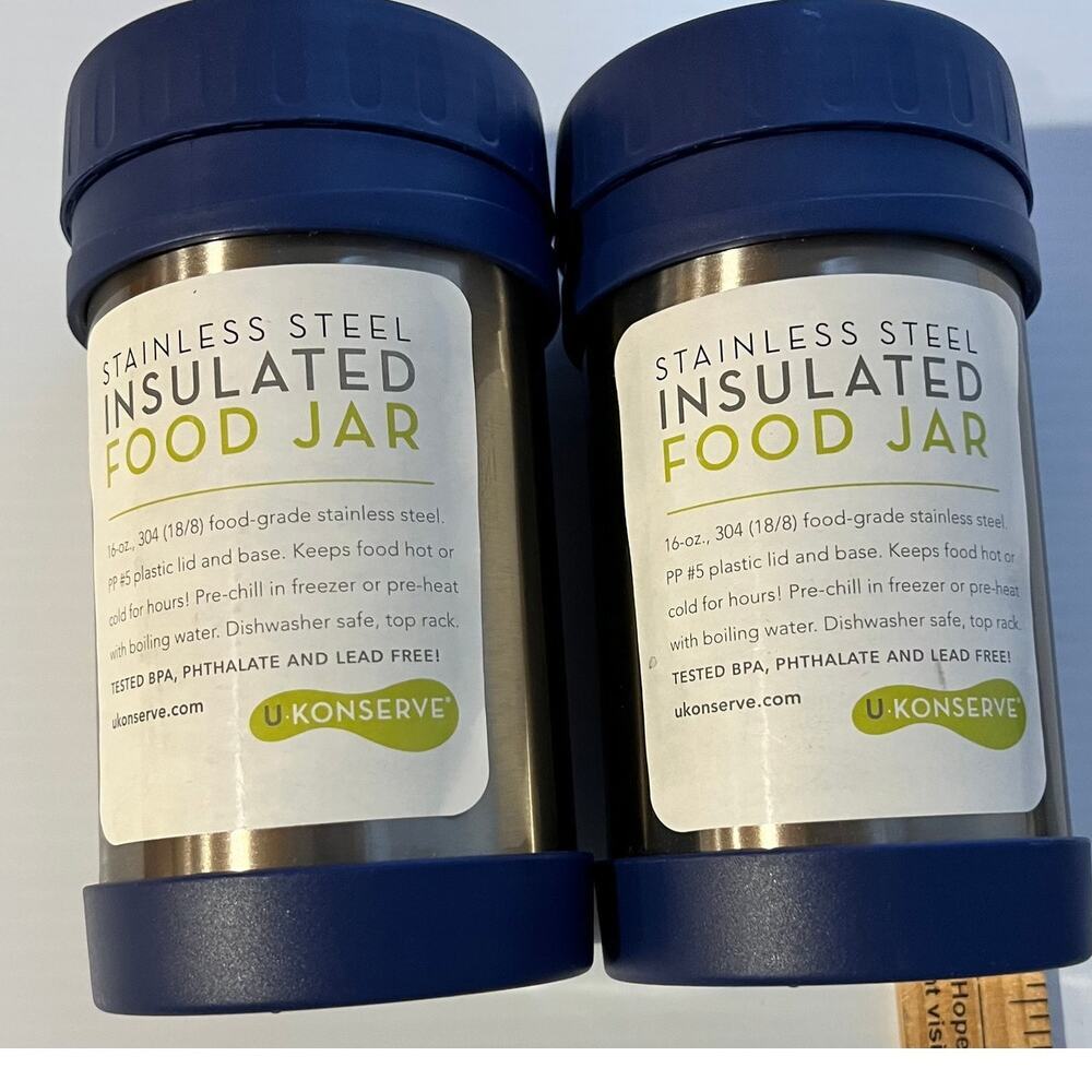 TWO Stainless Steel Insulated 16 Oz Food Jars by U Konserve NWT